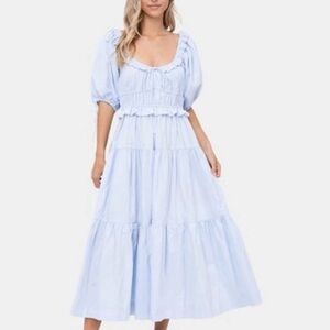 En Saison Poplin Puff Sleeve Dress